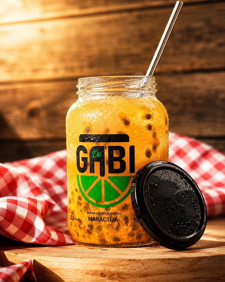 Pote de Caipirinha do Gabi servido com canudo